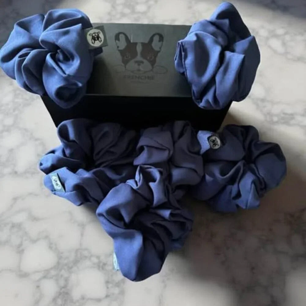 BLUE FRENCHIE SET OF 6 SCRUNCHIES